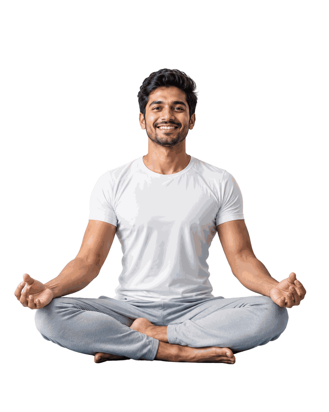 A student meditating during a Swami Dwija class in Eluru, Andhra Pradesh